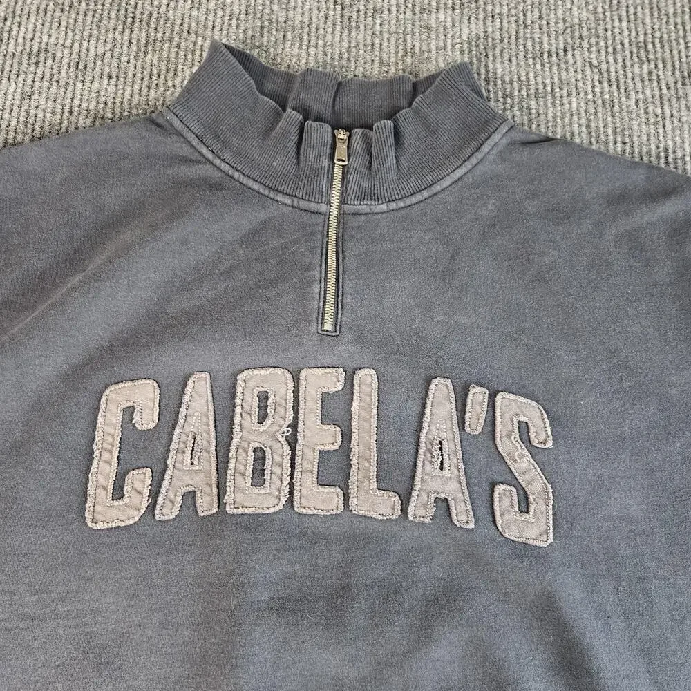Cabelas Sweatshirt Mens 3XL Gray Quarter Zip Mock Fleece Pullover Embroidered - Picture 3 of 12